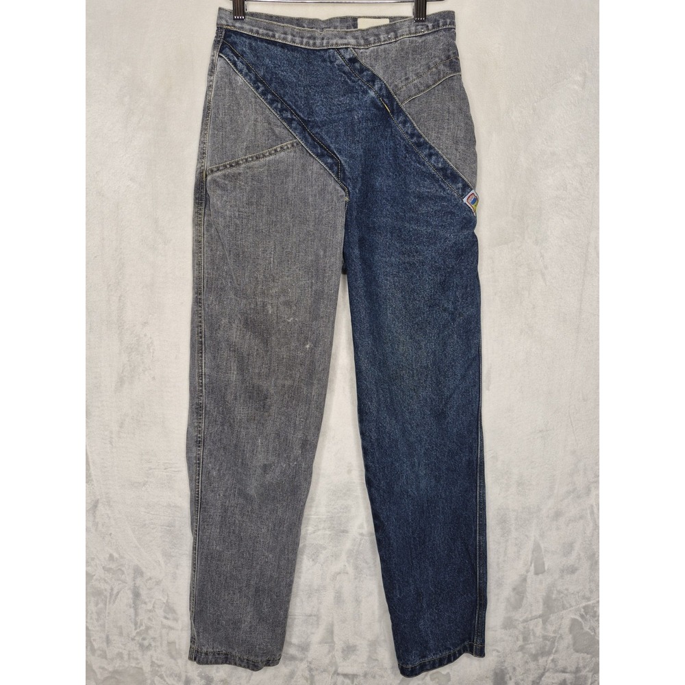 Vintage Gasoline Jeans Womens 26 Colorblock Side Zip High Rise Asymmetrical